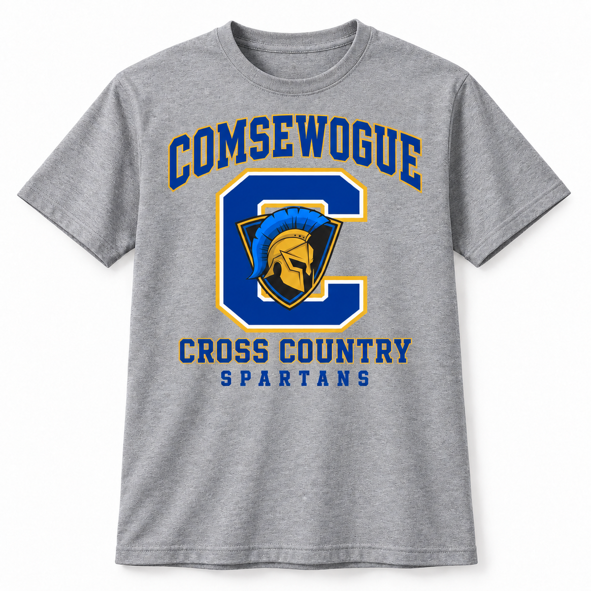 Heather Gray Comsewogue Spartans Cross Country C Crest Cotton Tee
