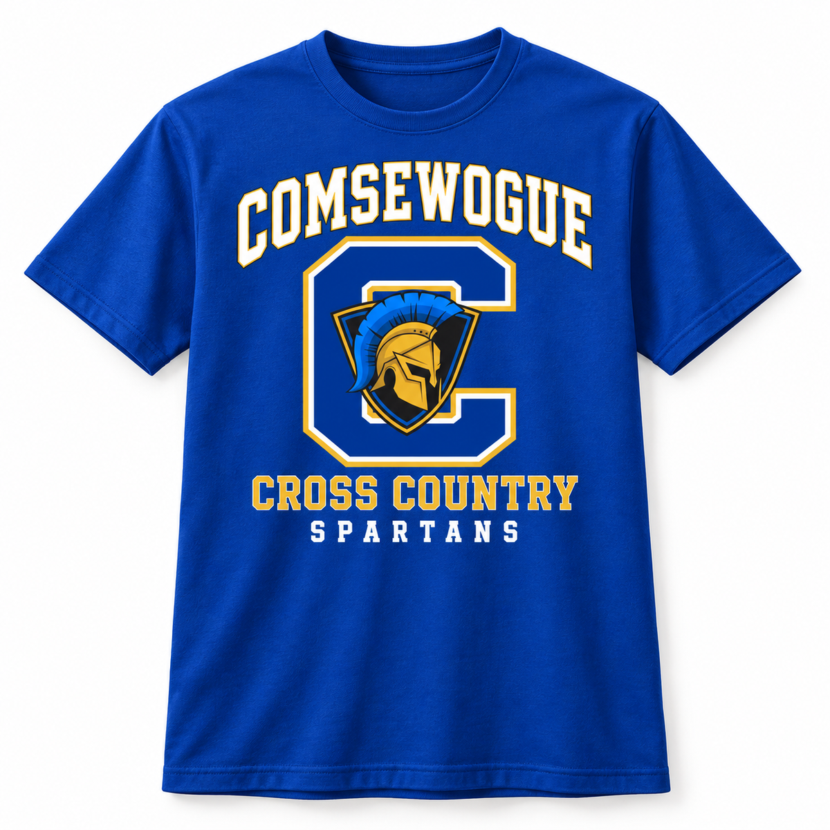 Royal Blue Comsewogue Spartans Cross Country C Crest Cotton Tee