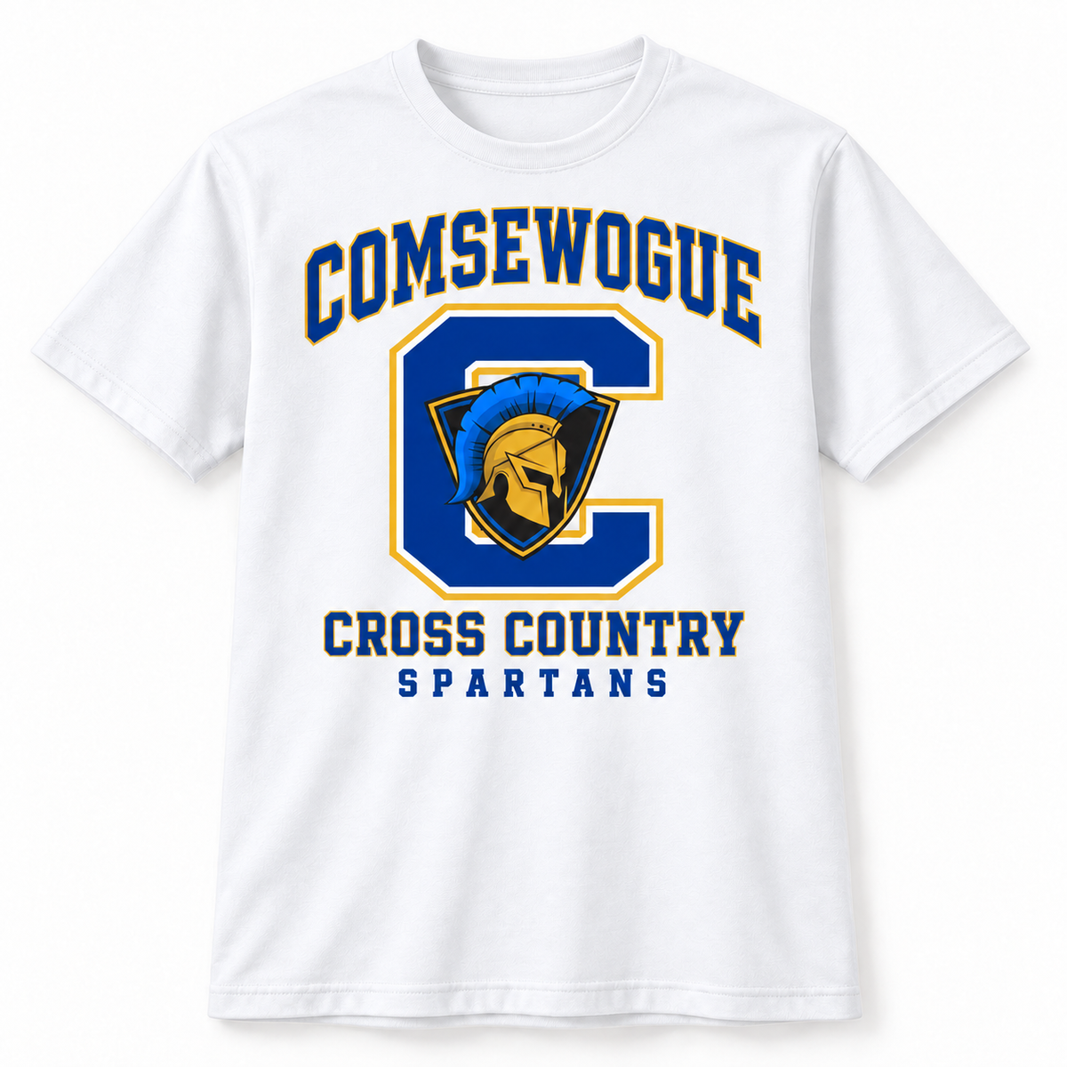 White Comsewogue Spartans Cross Country C Crest Cotton Tee