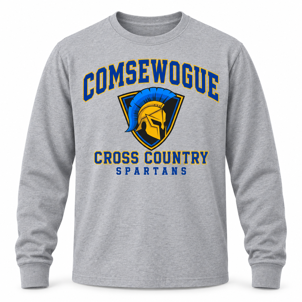 Heather Gray Comsewogue Spartans Cross Country Varsity Cotton Long-Sleeve Tee