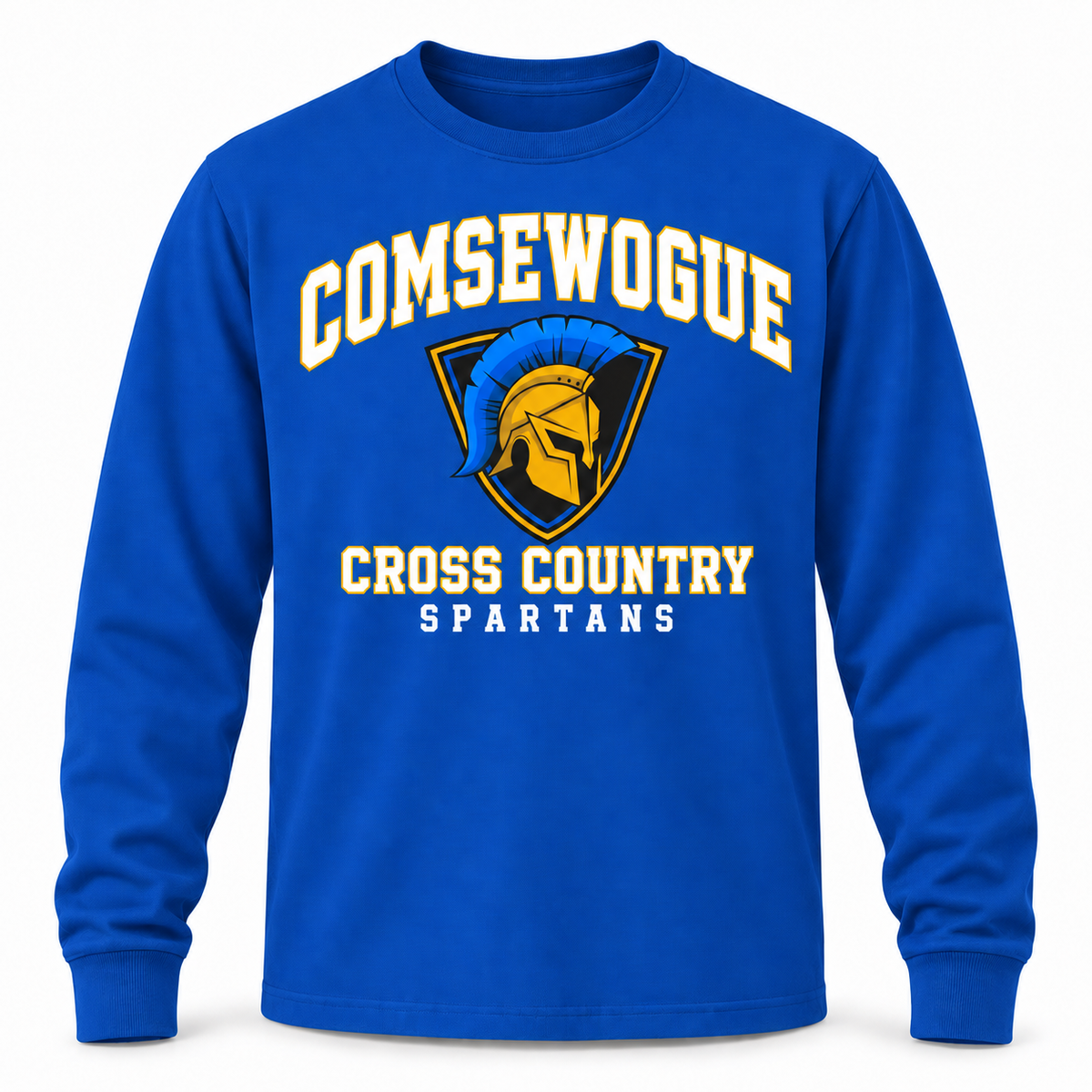 Royal Blue Comsewogue Spartans Cross Country Varsity Cotton Long-Sleeve Tee