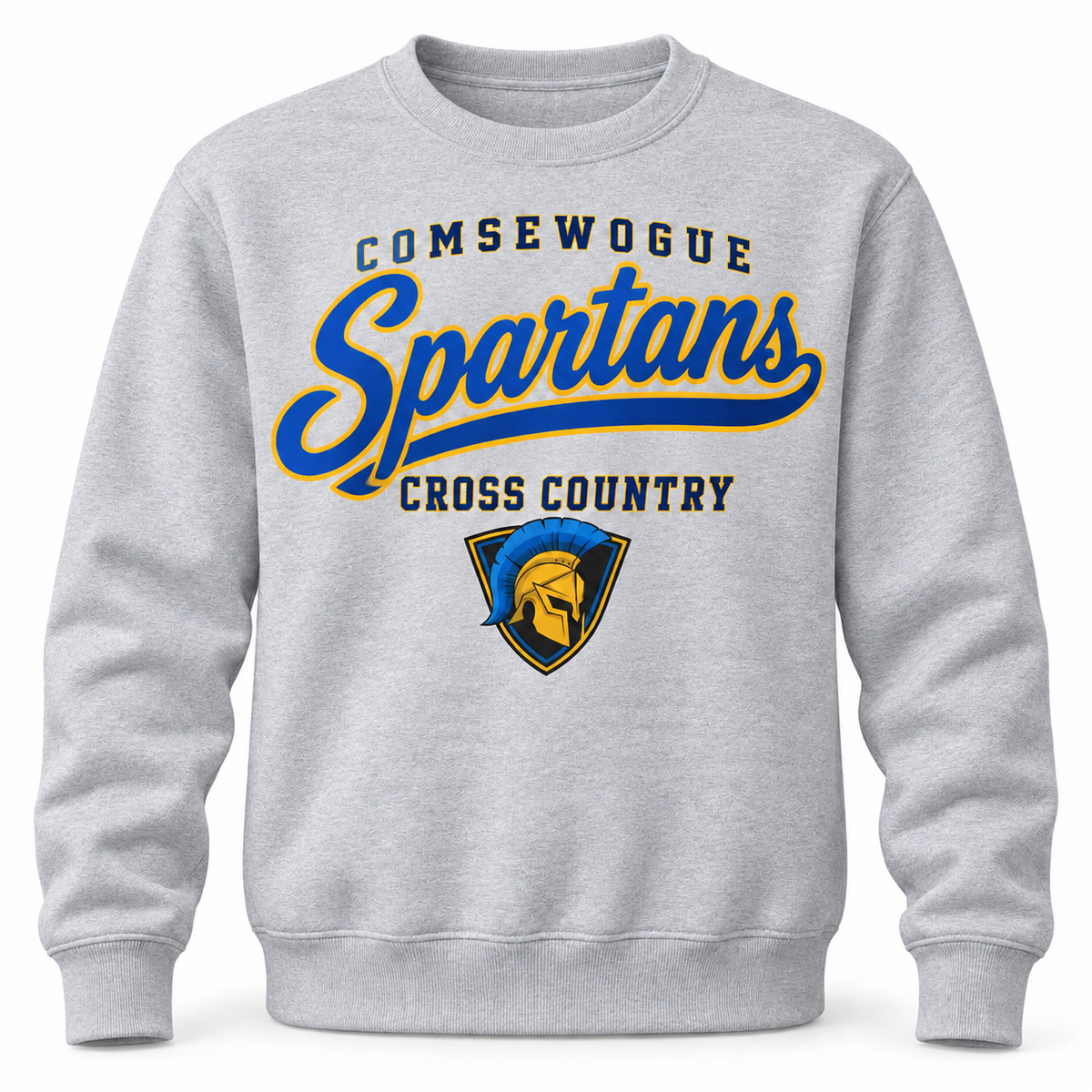 Heather Gray Comsewogue Spartans Cross Country Spartans Script Crewneck