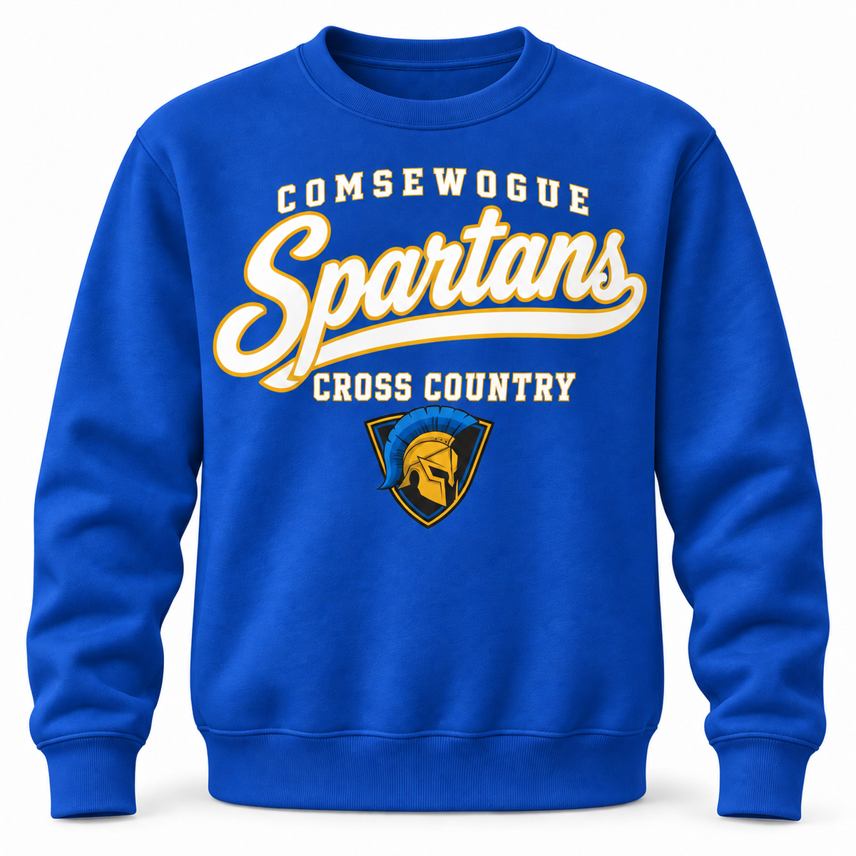 Royal Blue Comsewogue Spartans Cross Country Spartans Script Crewneck