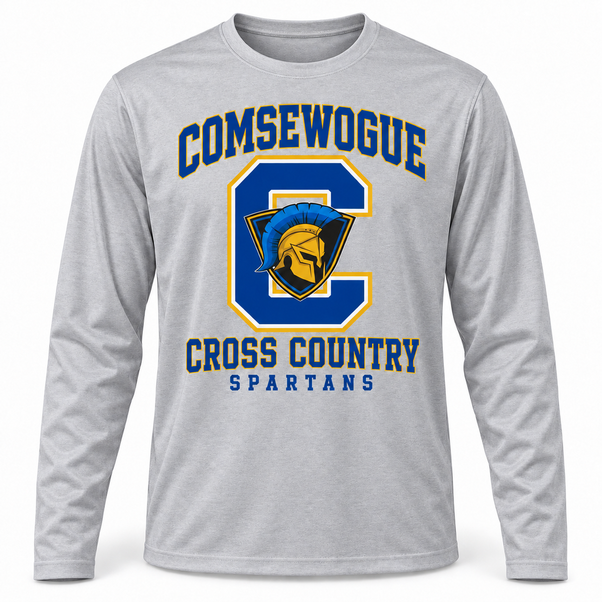 Silver Gray Comsewogue Spartans Cross Country Performance Long-Sleeve Tee
