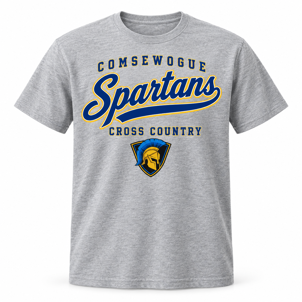 Heather Gray Comsewogue Spartans Cross Country Spartans Script Tee