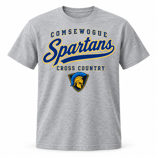 Heather Gray Comsewogue Spartans Cross Country Spartans Script Tee