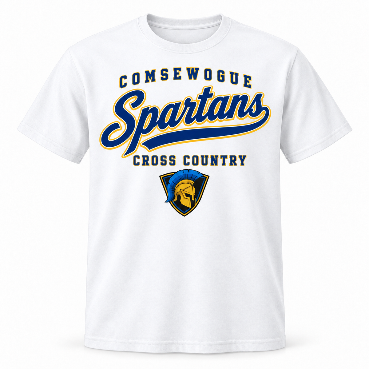White Comsewogue Spartans Cross Country Spartans Script Tee