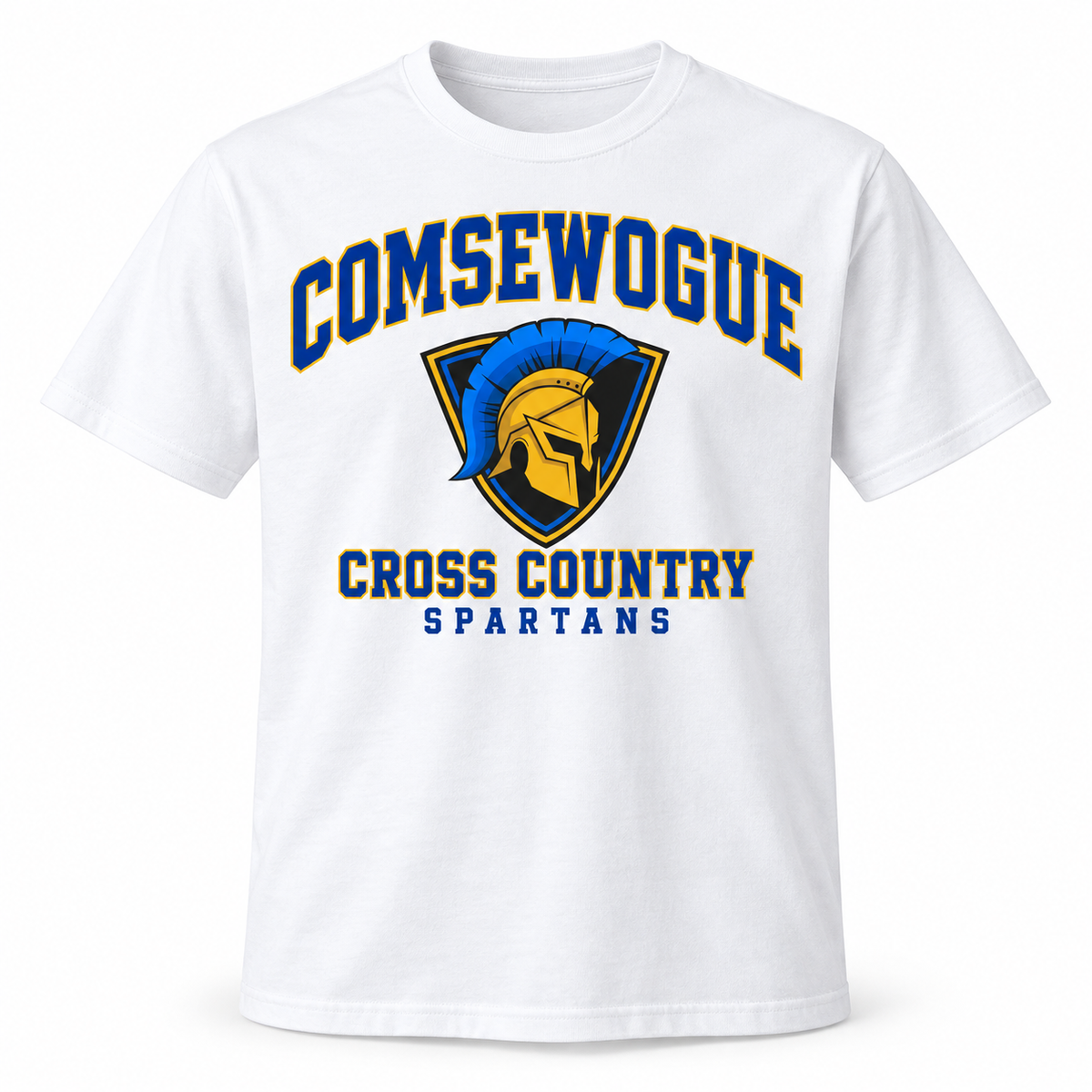 White Comsewogue Spartans Cross Country varsity cotton tee