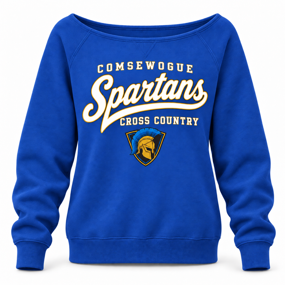 Royal Blue Comsewogue Spartans Cross Country Women's Wide-Neck Sweatshirt
