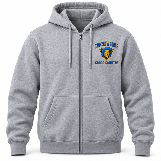 Heather Gray Comsewogue Spartans Cross Country Full-Zip Hoodie