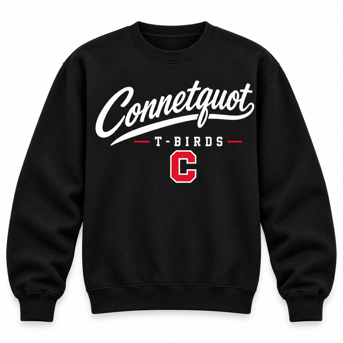 Connetquot T-Birds black crewneck included in set