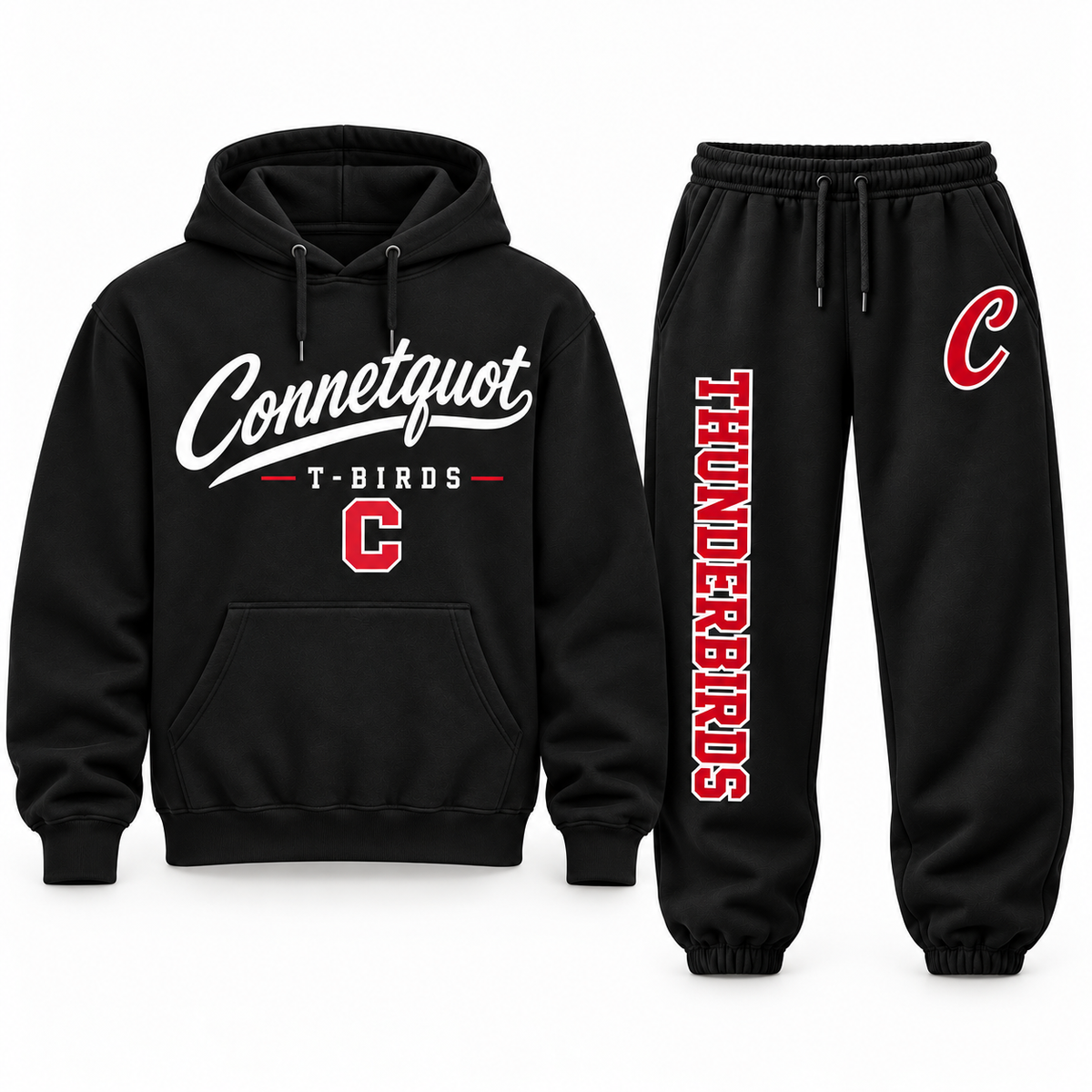 Connetquot T-Birds Hoodie and baggy sweatpants set