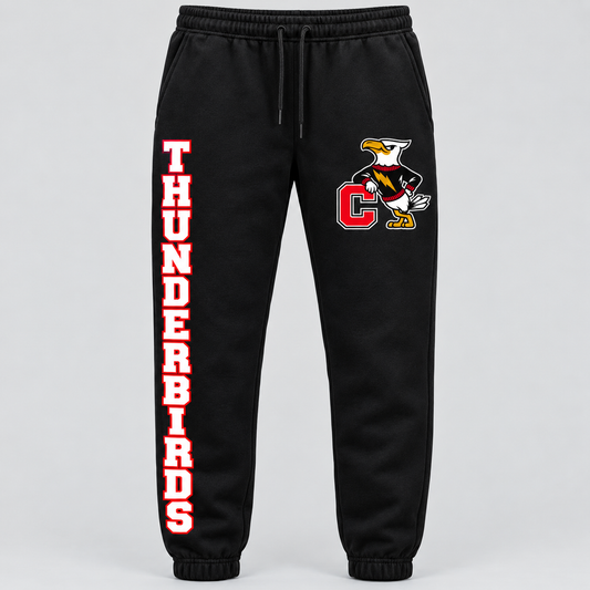 Connetquot T-Birds Heritage Mascot Right-Leg Joggers — Youth in Black