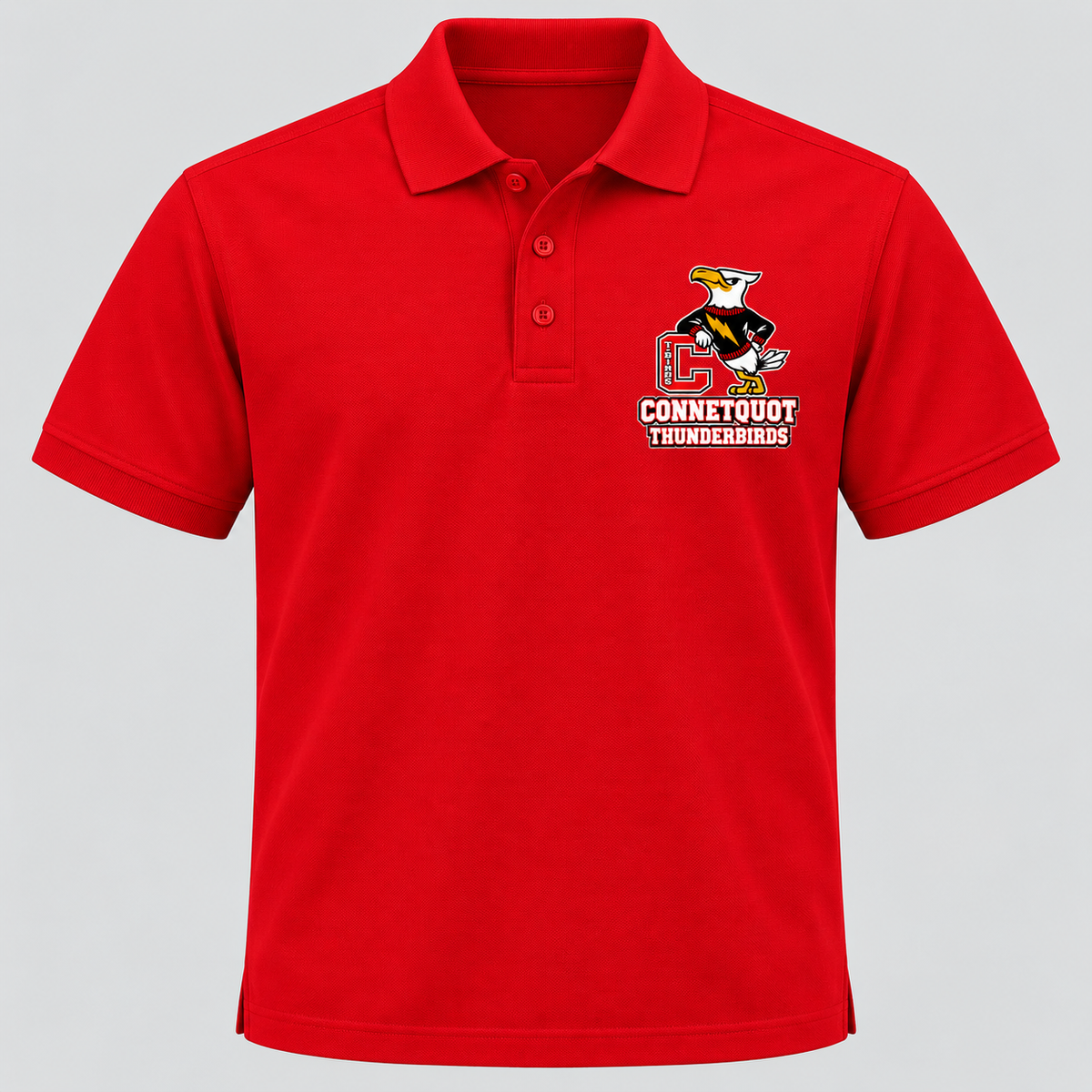 Connetquot T-Birds Heritage Mascot Polo — Adult in Red