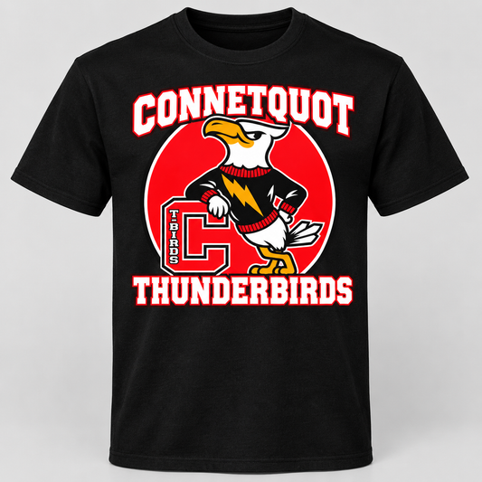 Connetquot T-Birds Heritage Mascot T-Shirt — Youth in Black