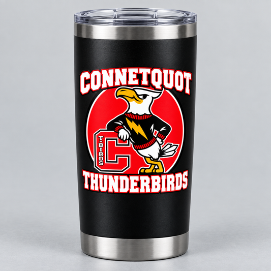 Connetquot Thunderbirds Heritage Mascot 20 oz Tumbler Black