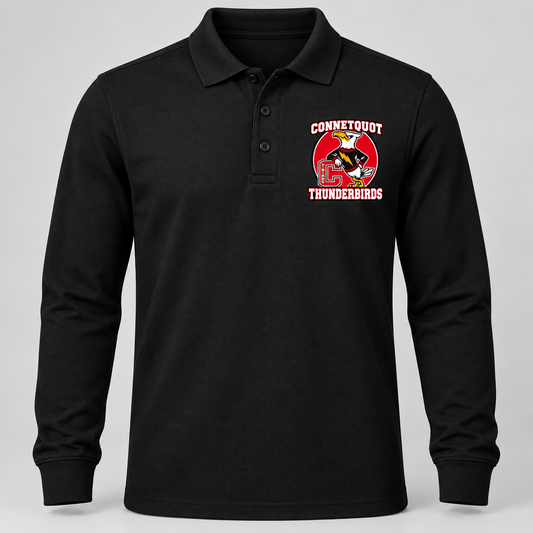 Connetquot Heritage Long Sleeve Polo Black front