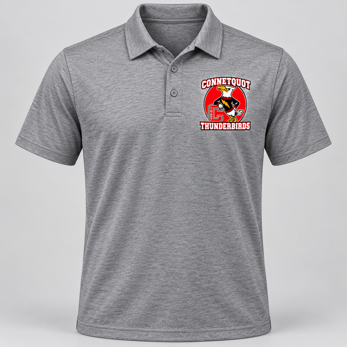 Connetquot performance polo Heather Gray front