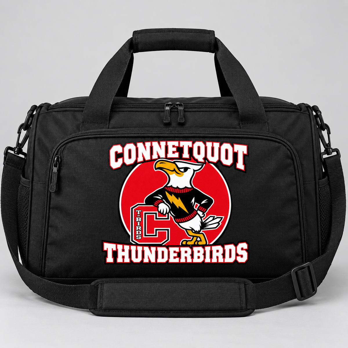 Connetquot T-Birds Heritage Team Duffel Bag - Black - front