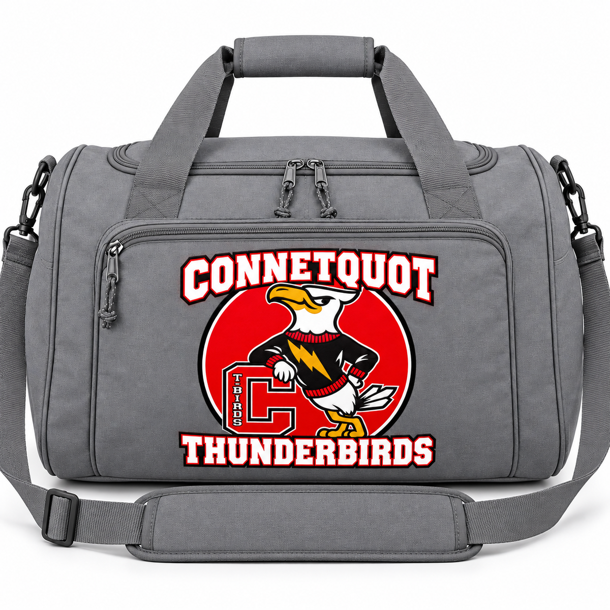 Connetquot T-Birds Heritage Team Duffel Bag - Gray - front