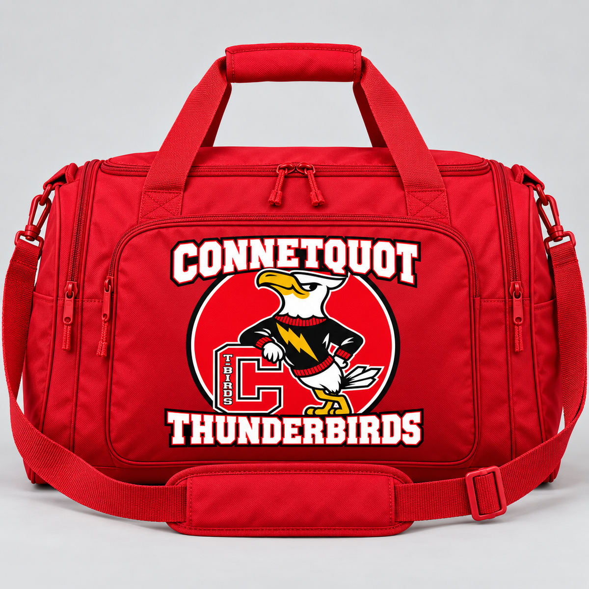 Connetquot T-Birds Heritage Team Duffel Bag - Red - front