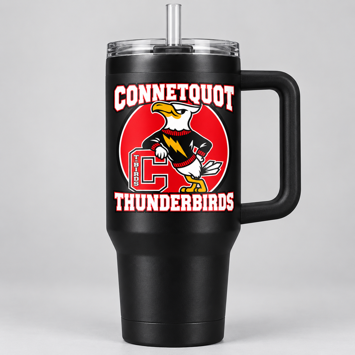 Connetquot T-Birds Heritage 40 oz Handled Tumbler - Black - front
