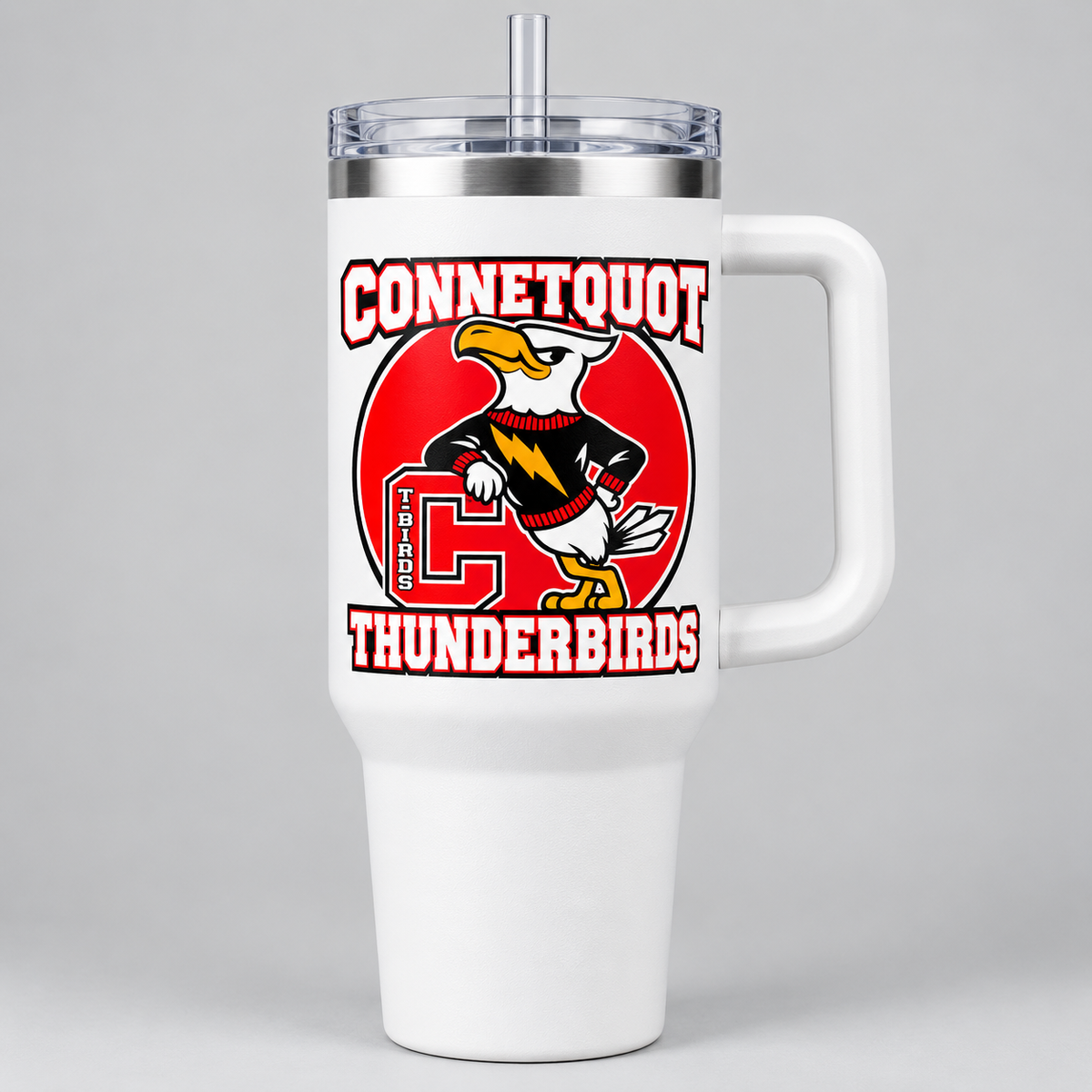 Connetquot T-Birds Heritage 40 oz Handled Tumbler - White - front