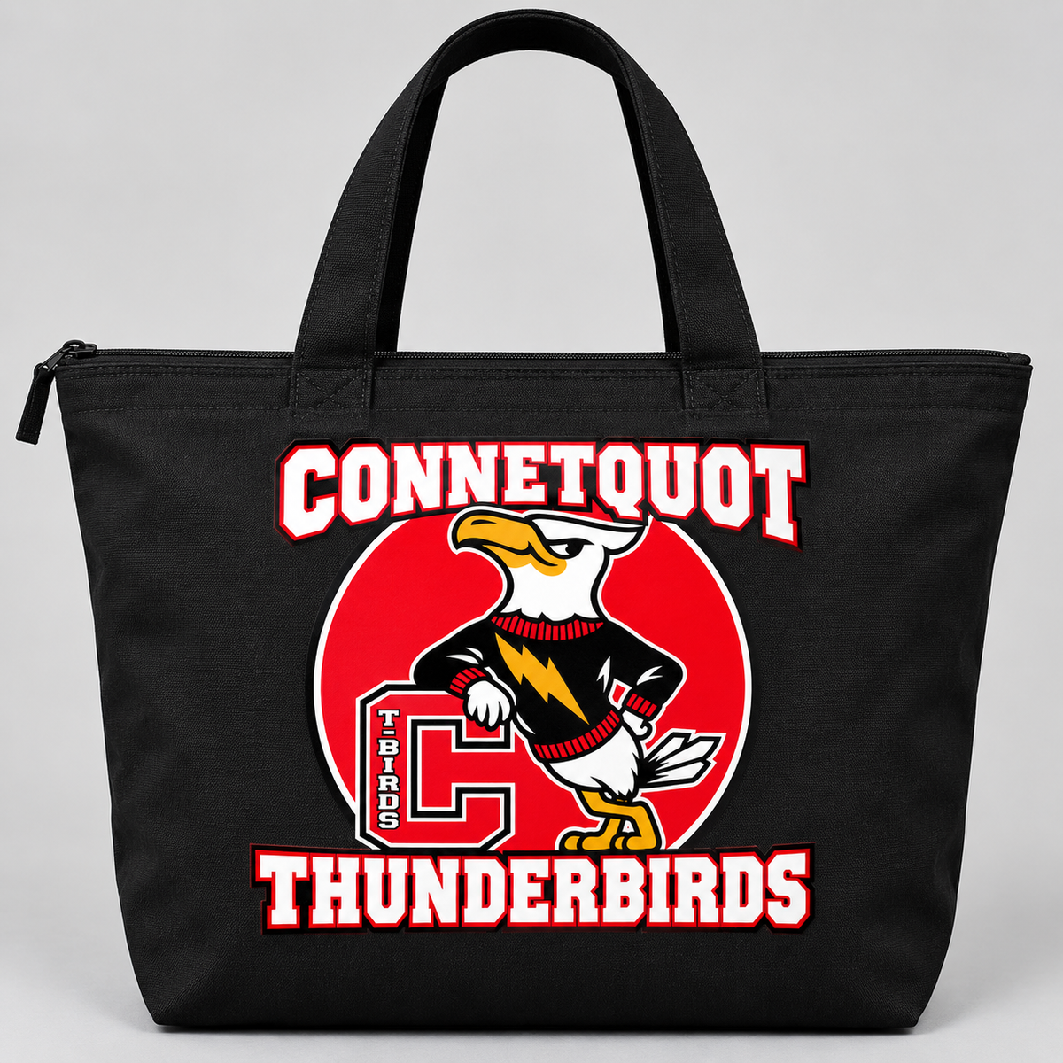 Connetquot T-Birds Heritage Zip Tote Bag - Black - front