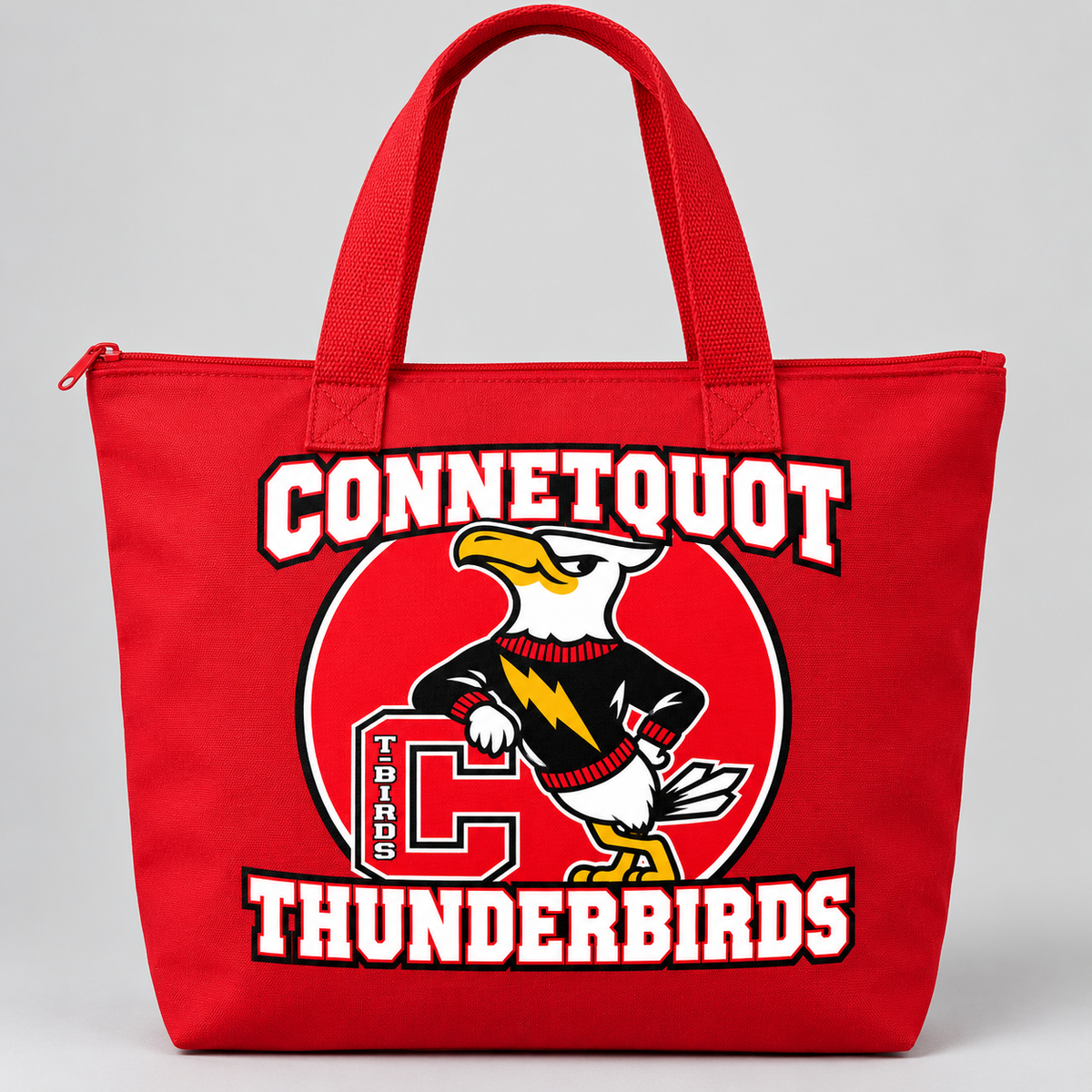 Connetquot T-Birds Heritage Zip Tote Bag - Red - front