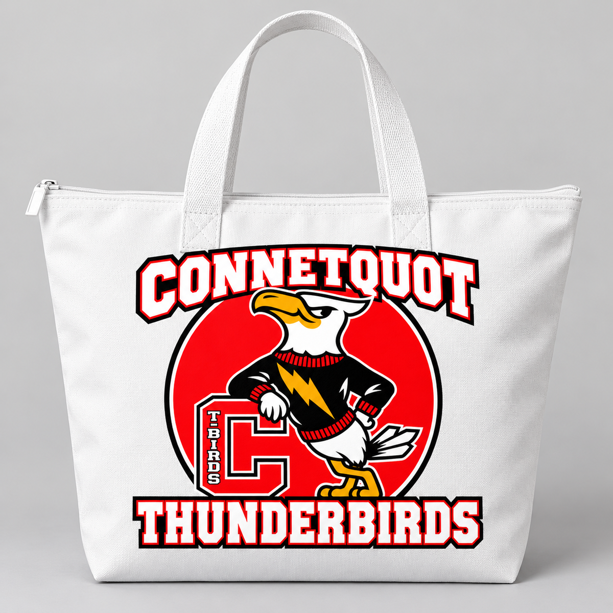Connetquot T-Birds Heritage Zip Tote Bag - White - front