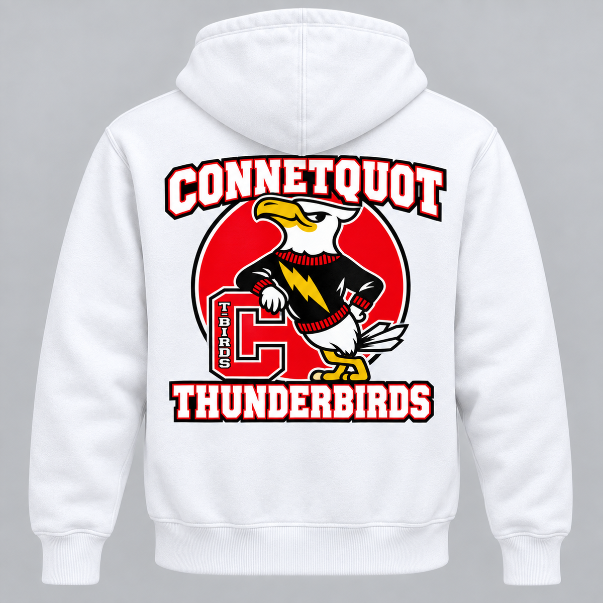 Connetquot heritage zip hoodie White full back artwork