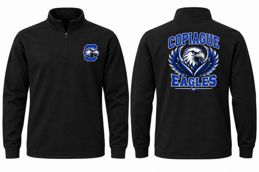Copiague Eagles Varsity Quarter-Zip — Black front and back