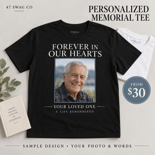 Custom Memorial Photo T-Shirt — Personalized Tribute — sample personalized design, from $30
