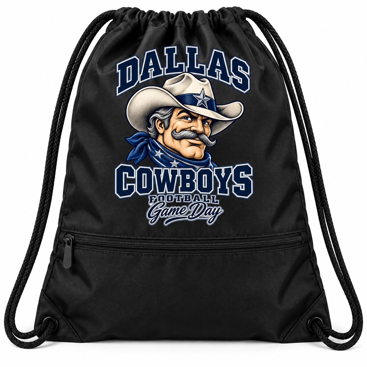 Dallas Mascot Zip-Pocket Drawstring Bag — product thumbnail