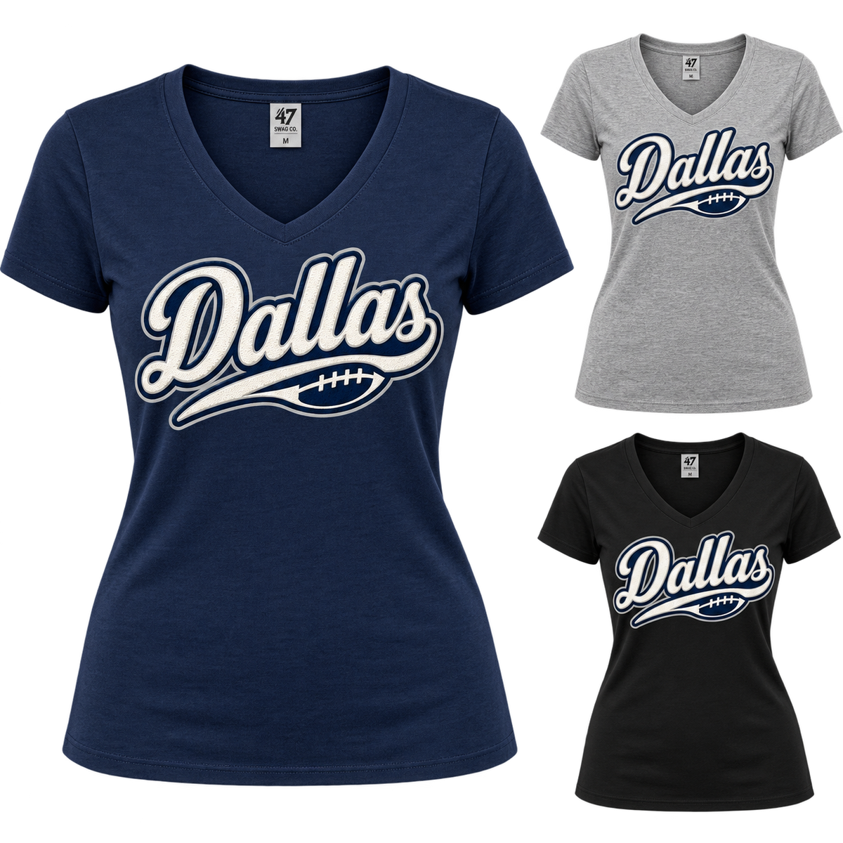 Dallas Women's Game Day Script V-Neck T-Shirt — product thumbnail