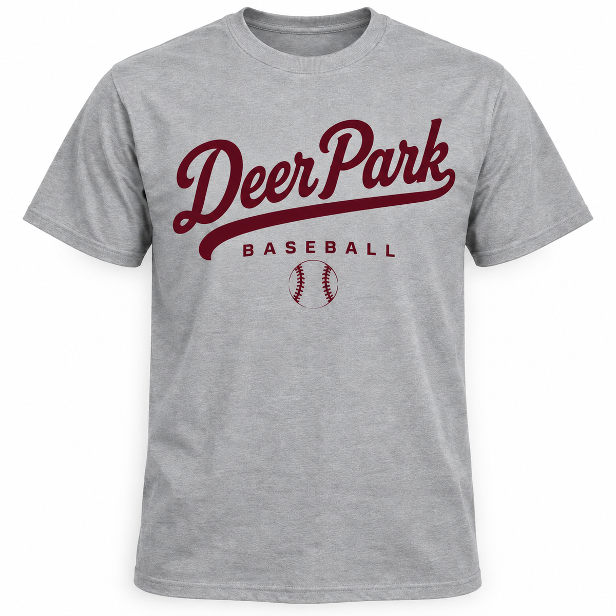 Deer Park Baseball Diamond Script Tee — Heather Gray
