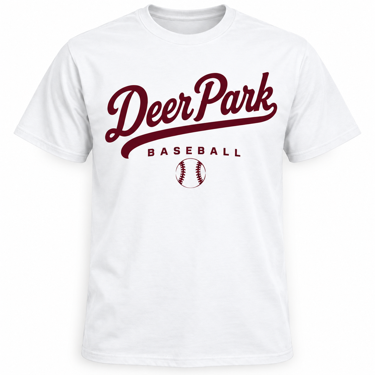 Deer Park Baseball Diamond Script Tee — White