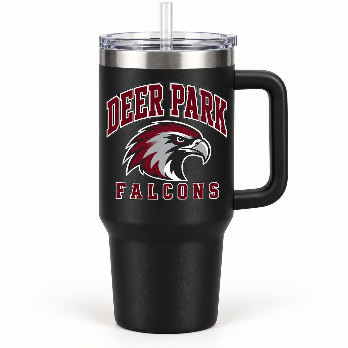 Deer Park Falcons Campus Handled Tumbler — Black