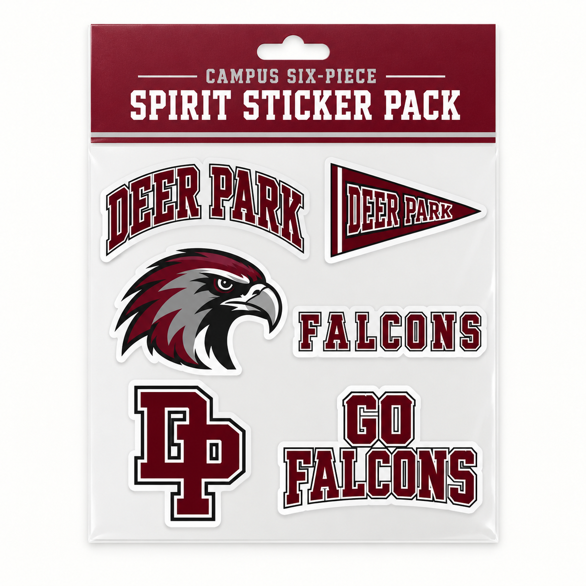 Deer Park Falcons Campus Six-Piece Spirit Sticker Pack