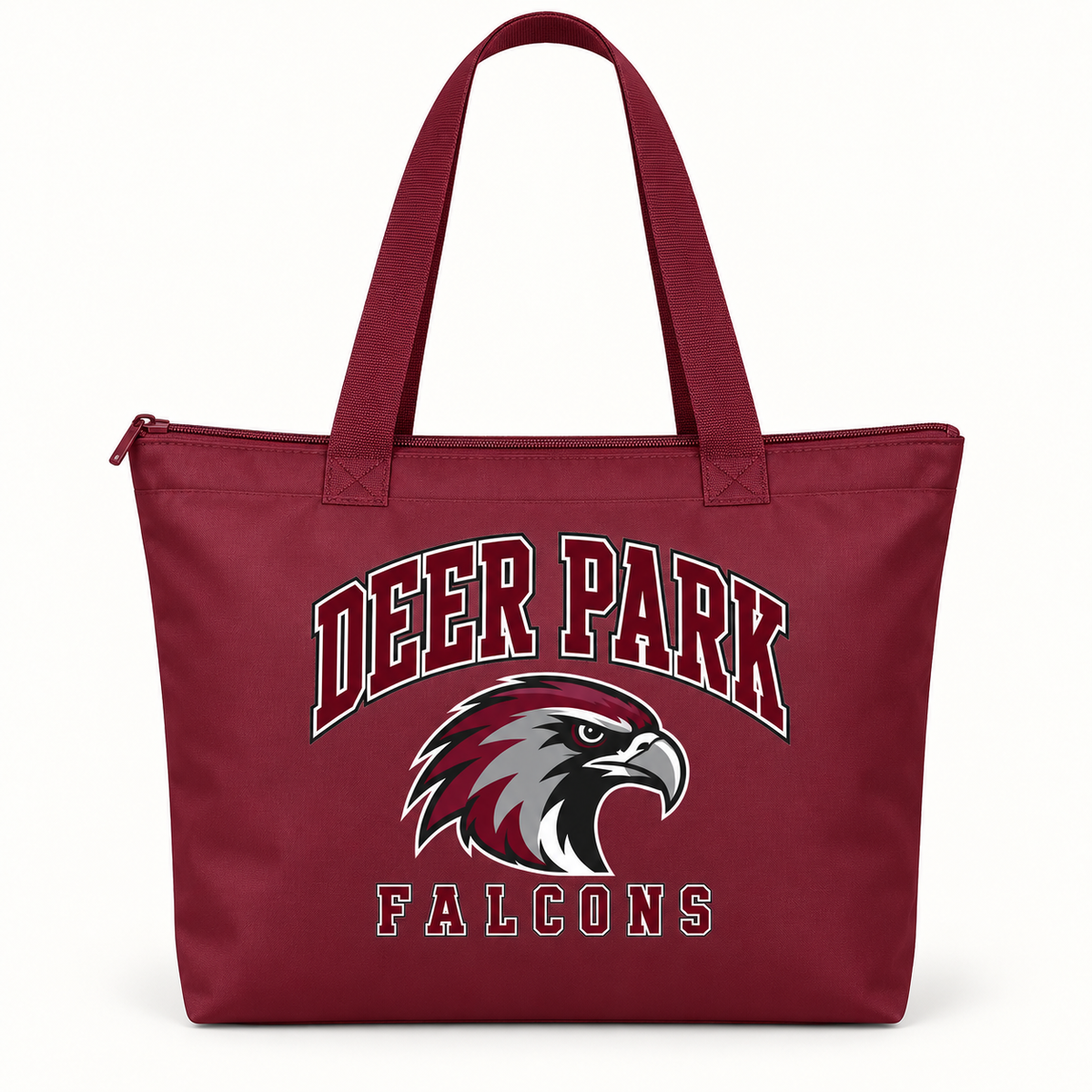 Deer Park Falcons Campus Zippered Tote Bag — Maroon