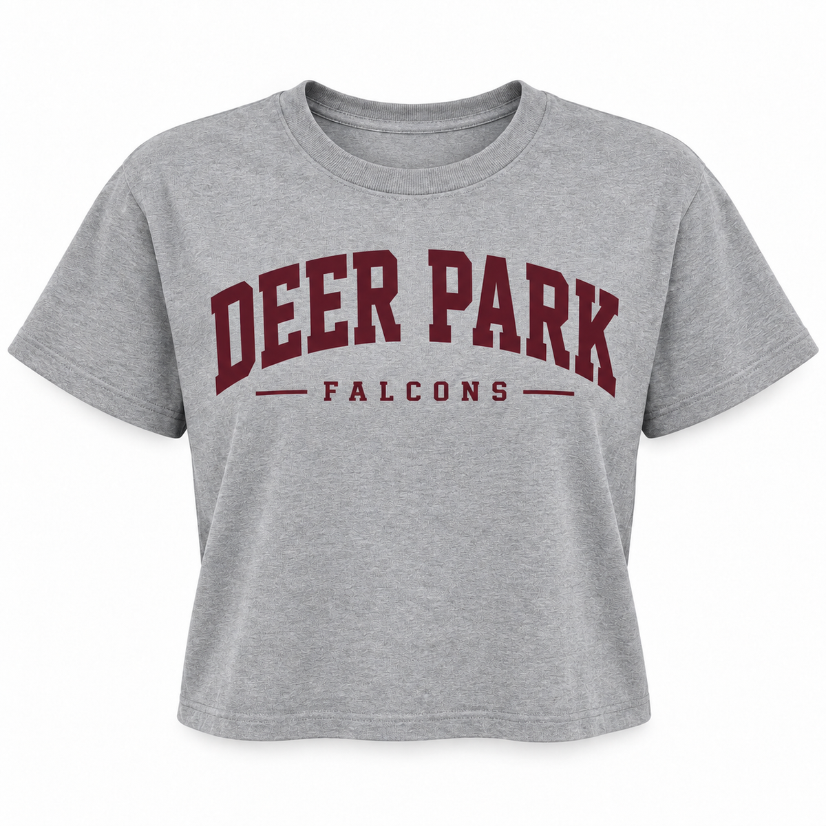 Deer Park Women's Collegiate Crop Tee — Heather Gray