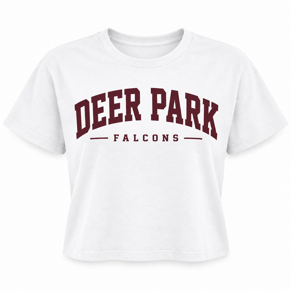 Deer Park Women's Collegiate Crop Tee — White