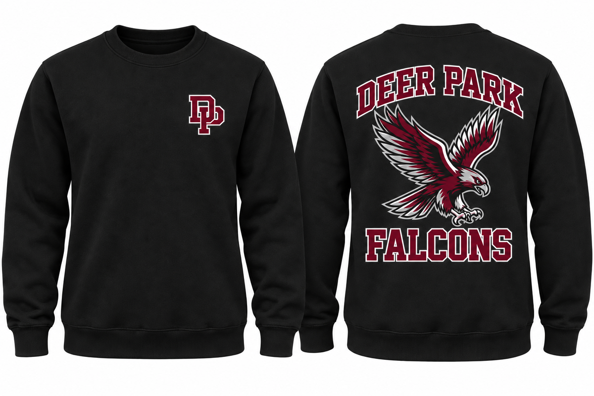Deer Park Varsity Crewneck — Black