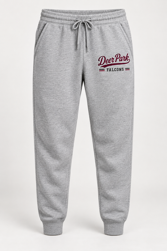 Deer Park Falcons Heritage Script Joggers in Heather Gray — front view