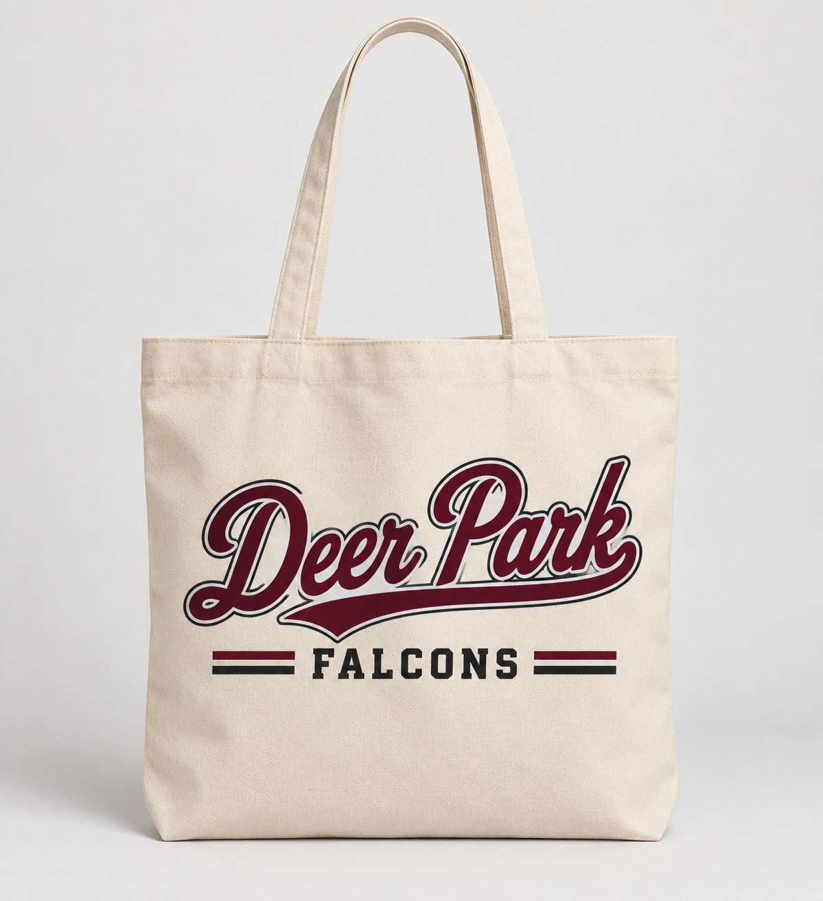 Deer Park Falcons Heritage Script Tote Bag in Natural — front view
