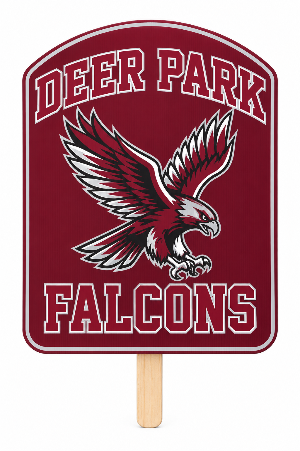 Deer Park Falcons Fan Sign — 18 × 24 — Maroon