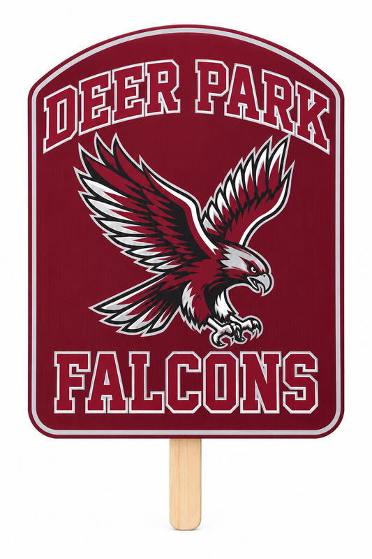 Deer Park Falcons Fan Sign — 18 × 24 — Maroon