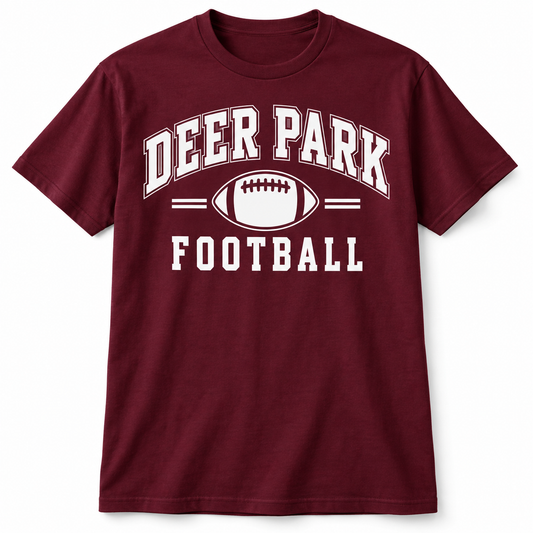 Deer Park Football Gridiron Tee — Maroon