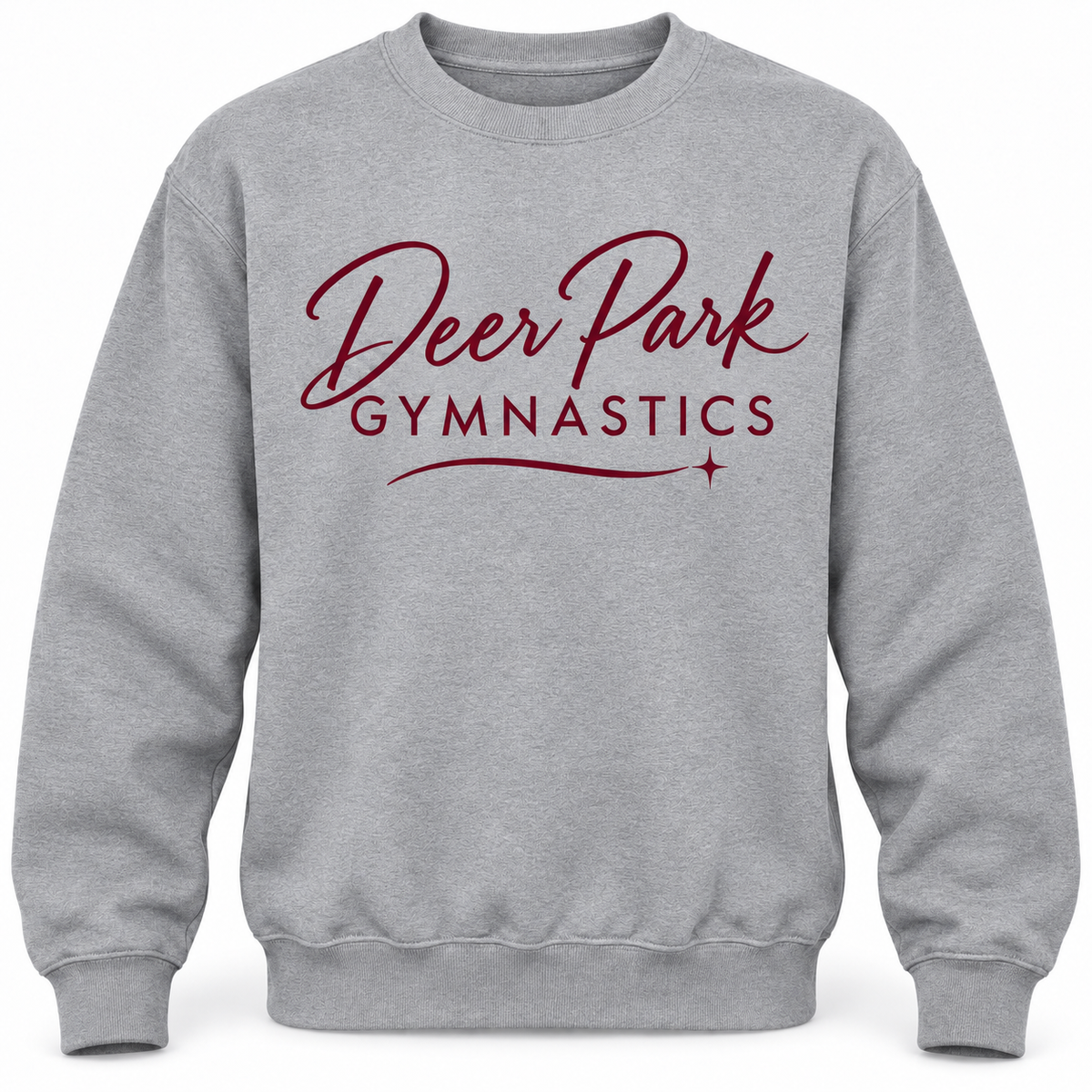 Deer Park Gymnastics Script Crewneck — Heather Gray