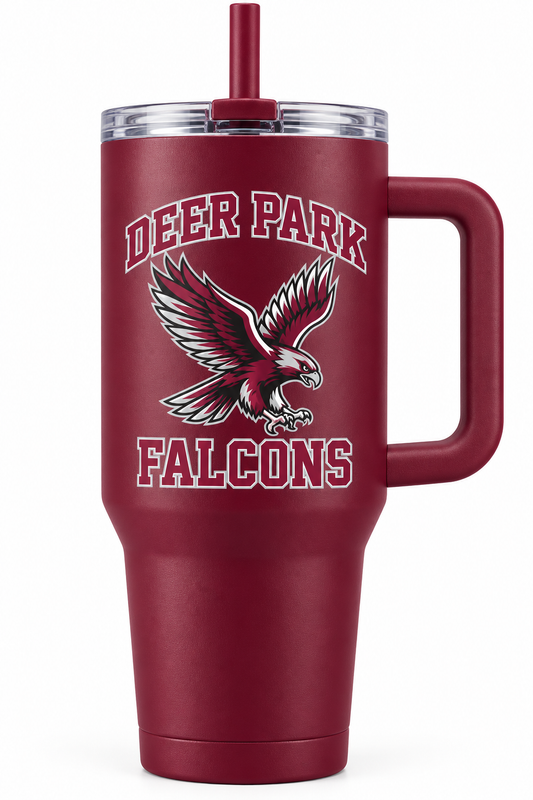 Deer Park Handled Spirit Tumbler — Maroon